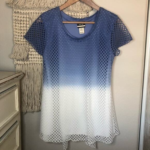 Rain Blue Mesh Ombre Top - Picture 1 of 4